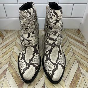 Madden Girl Snake Print Studded Kalleb Ankle Boot